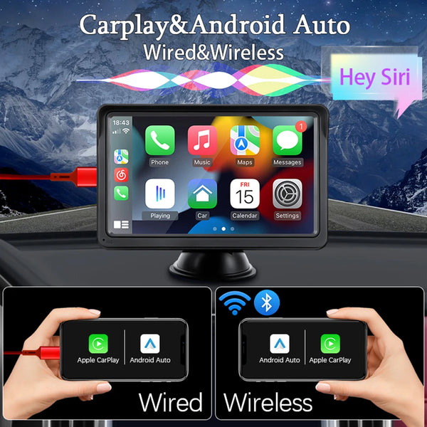 HIPPBQCC 7inch Car Radio CarPlay Android Auto Multimedia Video Player Portable Touch Screen With USB AUX For Rear View Camera