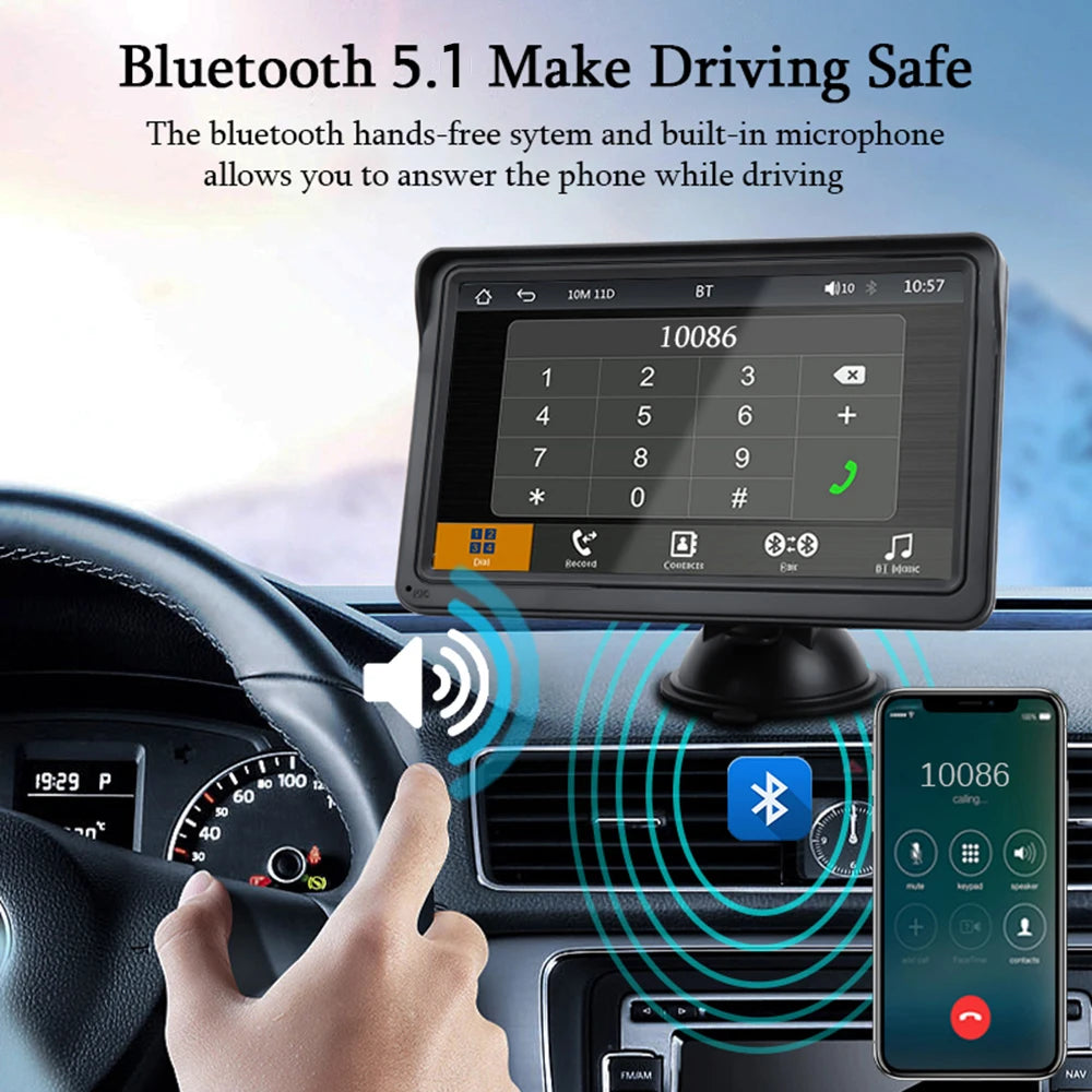 HIPPBQCC 7inch Car Radio CarPlay Android Auto Multimedia Video Player Portable Touch Screen With USB AUX For Rear View Camera