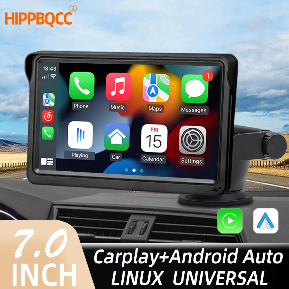 HIPPBQCC 7inch Car Radio CarPlay Android Auto Multimedia Video Player Portable Touch Screen With USB AUX For Rear View Camera